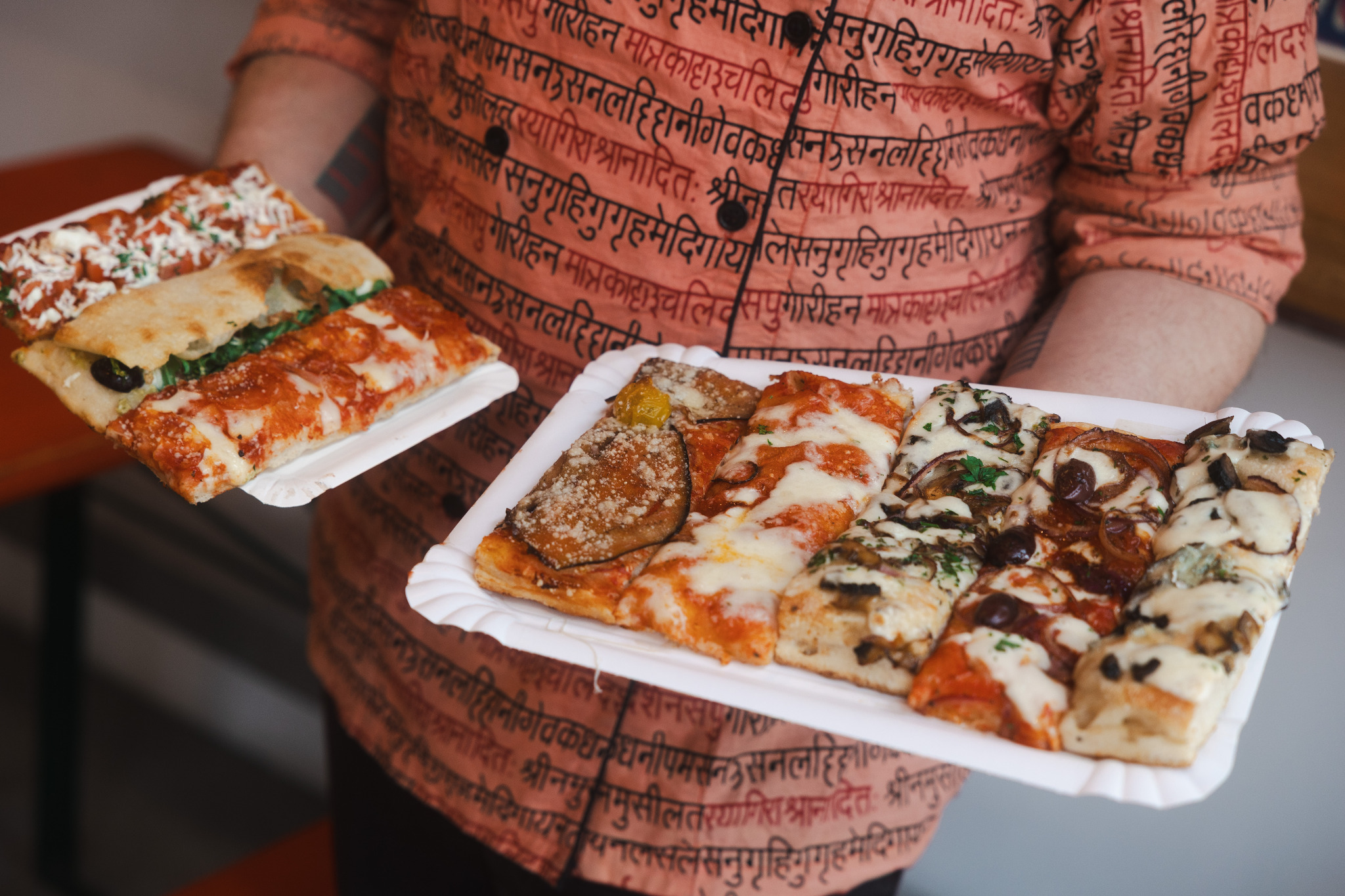 An assorted plate of Pizzarama slices